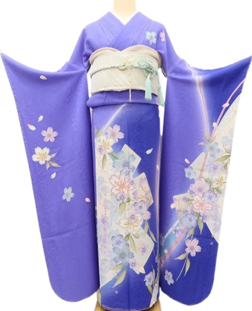 百華 Y5476 新品 仕付け糸付 トールサイズ 桜 成人式 正絹 振袖 着物