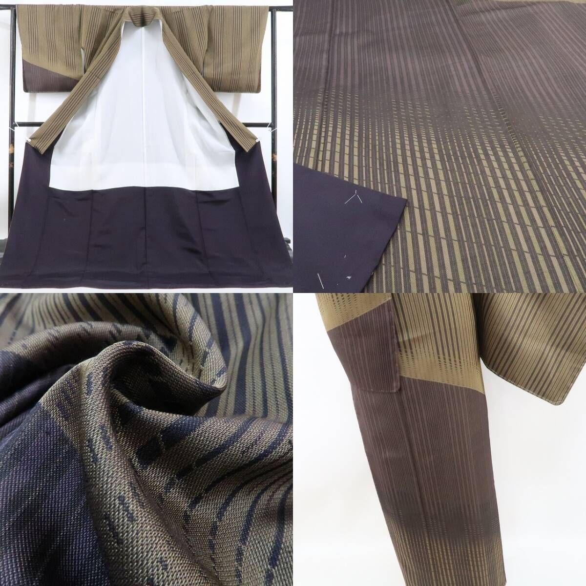 【新古品】tomihisa 新品 縦縞 着物 正絹 仕付け糸付 お召訪問着 4471