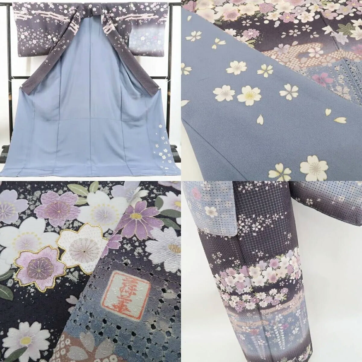 【新古品】tomihisa 新品 総スワトウ刺繍 落款 桜 着物 正絹 仕付け糸付 作家物 訪問着 5307