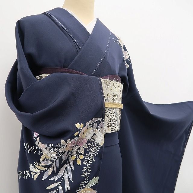 tomihisa 新品 金彩友禅作家 和田光正 落款 桜 着物 正絹 仕付け糸付 トールサイズ”青褐に宿る品格の金彩”訪問着 6914