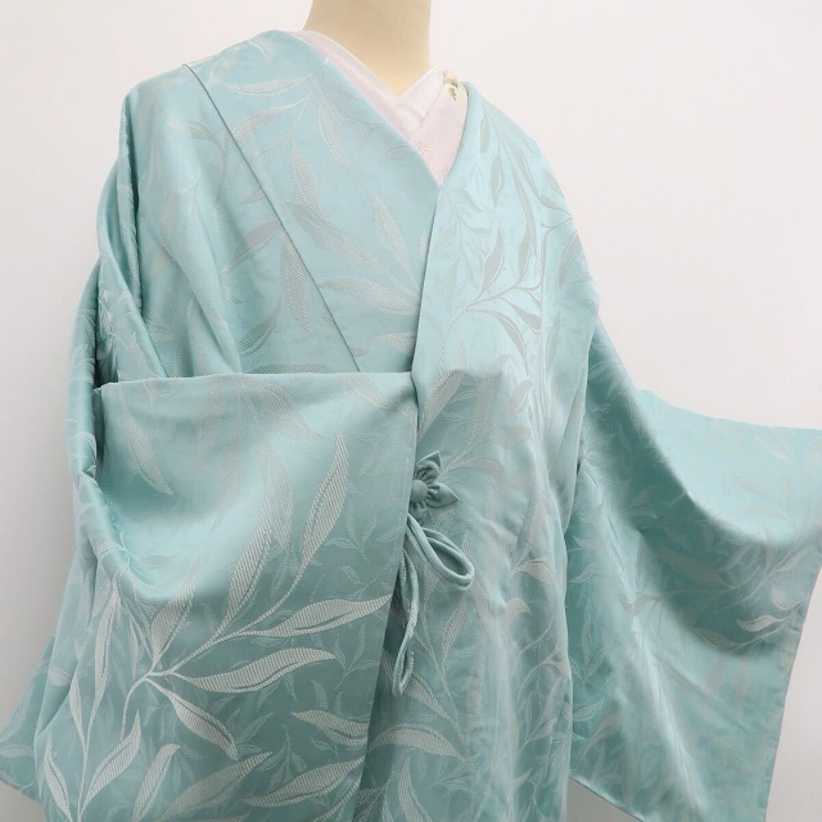 tomihisa 新品 リーフ柄 着物 正絹“身も心も熱くなれ!言葉にできない果報の温もり”仕付け糸付 ロング丈 お召地 道中着 6964