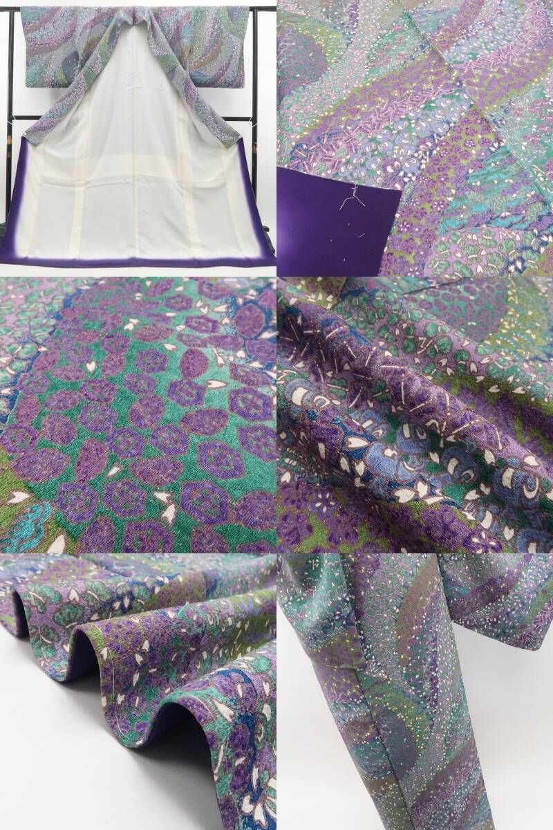 【新古品】tomihisa 新品 宝尽くし 金通し 松竹梅 桜 着物 正絹 仕付け糸付 小紋7441
