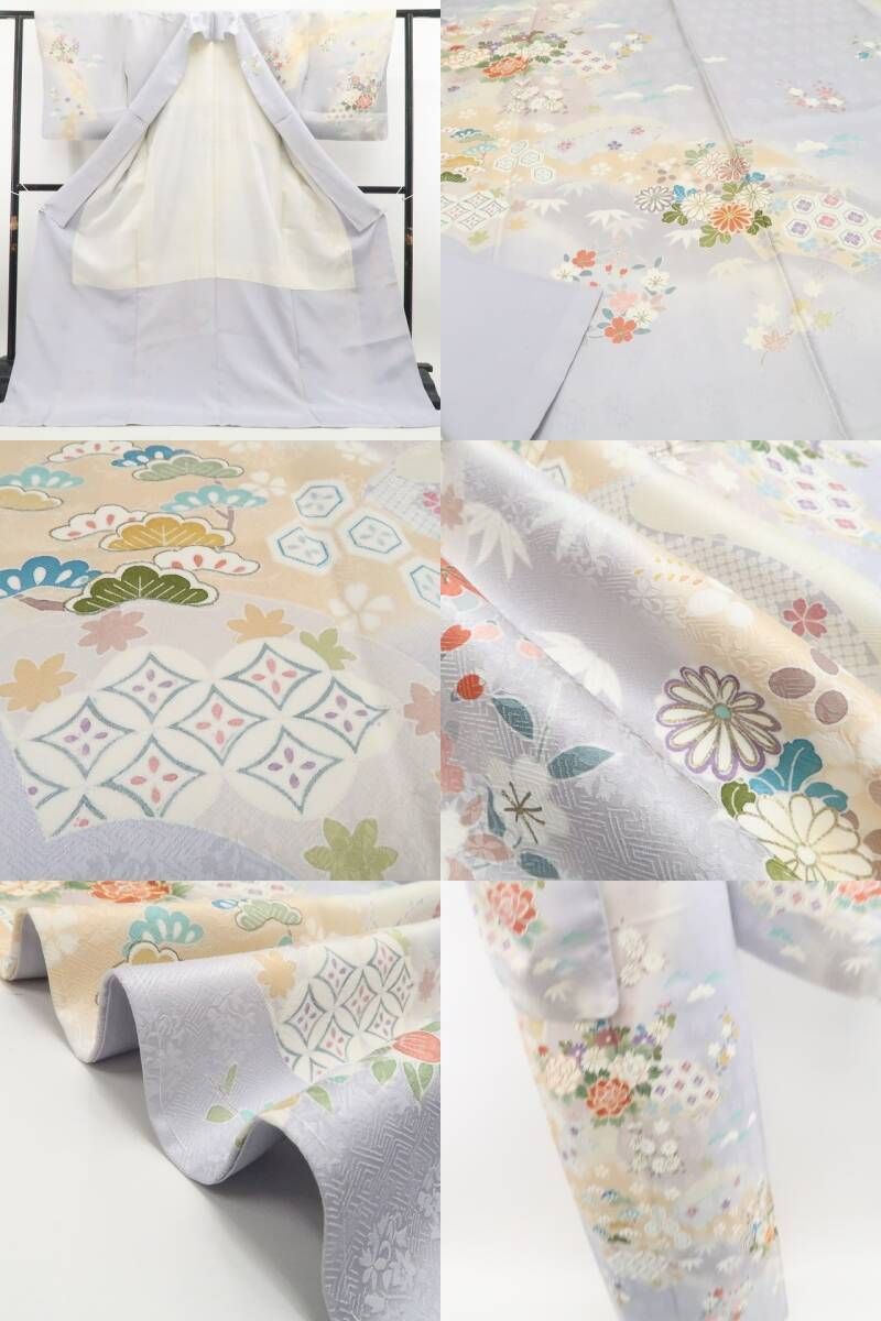 【新古品】tomihisa 新品 京友禅 金駒刺繍 着物 正絹 仕付け糸付 訪問着 7463