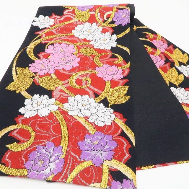 【新古品】tomihisa 新品 牡丹 着物 正絹 成人式 振袖用 袋帯 7473