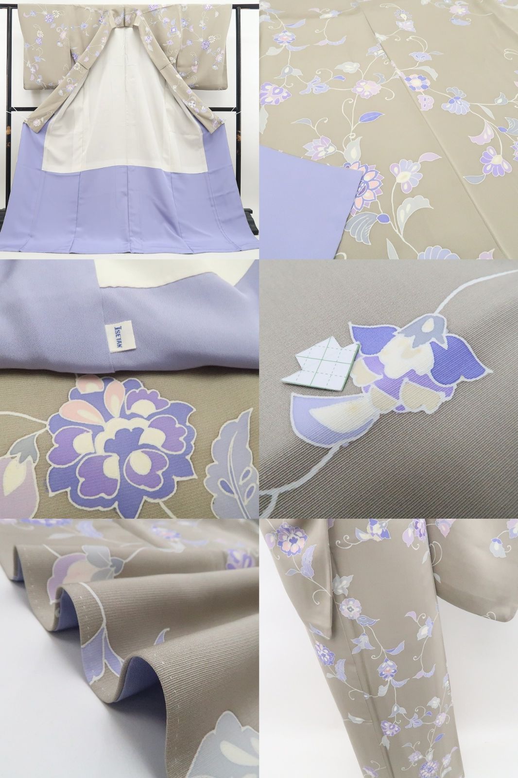【新古品】tomihisa 新品 伊勢丹謹製 唐花 着物 正絹 仕付け糸付 小紋 7556