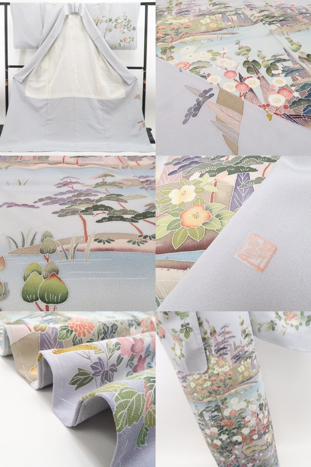 【新古品】tomihisa 新品 手描き友禅 落款 着物 正絹 仕付け糸付 作家物 訪問着 7741