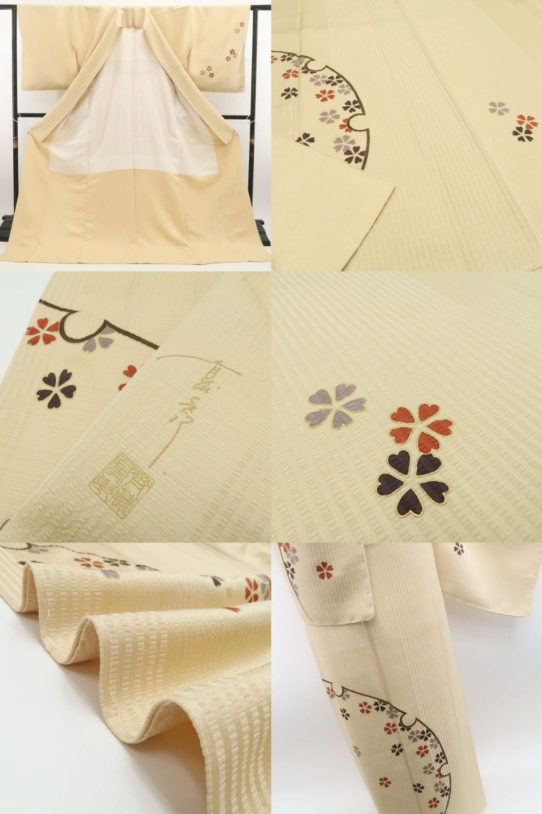【新古品】tomihisa 新品 斉藤上太郎 落款 桜×雪輪 着物 正絹 仕付け糸付 付下げ 7767
