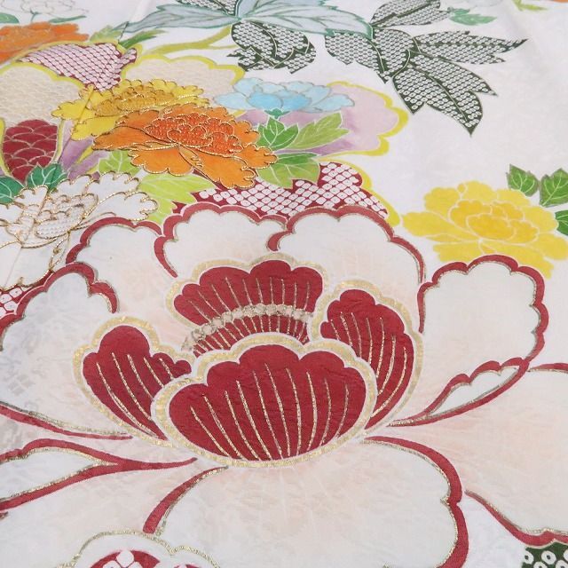 【中古】tomihisa 美品 千總謹製 金駒刺繍 落款 着物 正絹 成人式 トールサイズ 仕付け糸付 振袖 7773
