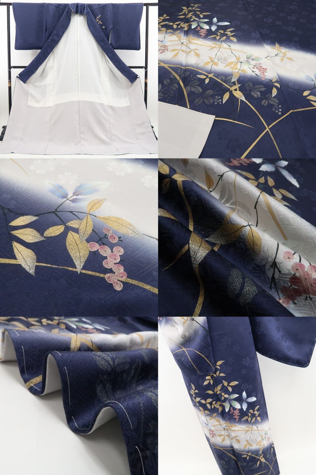 【新古品】tomihisa 新品 南天 桜地紋 着物 正絹 仕付け糸付 訪問着 7823