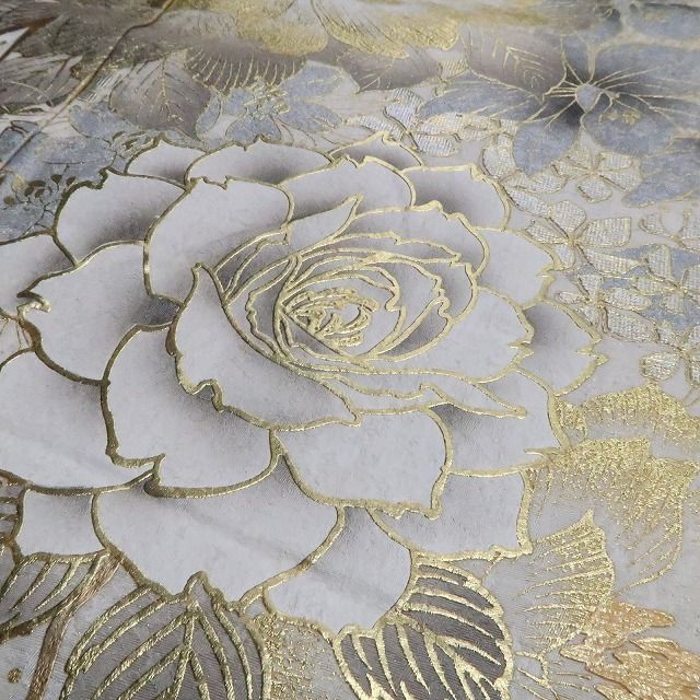 【中古】tomihisa 美品 薔薇 蝶 着物 成人式 トールサイズ 振袖 7895