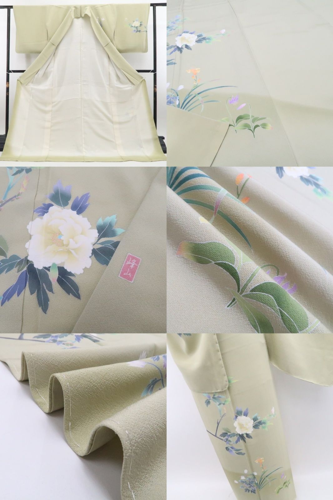 【新古品】tomihisa 新品 手描き友禅 落款 峰山 着物 正絹 仕付け糸付 訪問着 7963