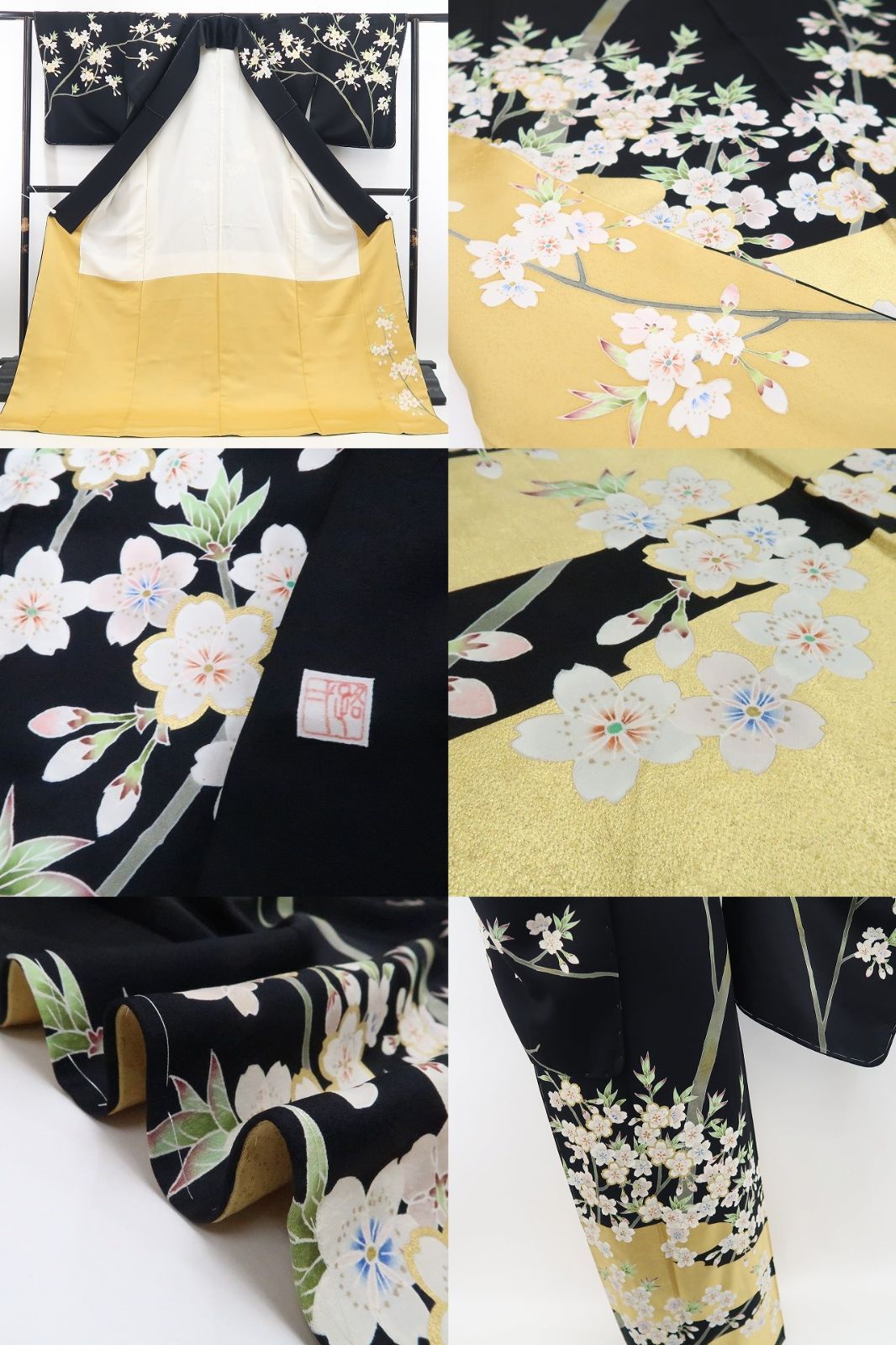【新古品】tomihisa 新品 桜 落款 着物 正絹 仕付け糸付 作家物 訪問着 7986