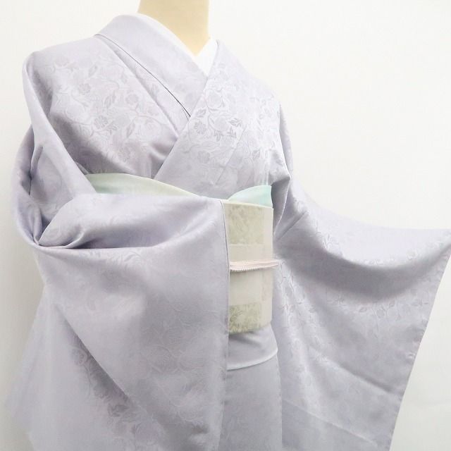 tomihisa 新品 単衣 着物 正絹 仕付け糸付 トールサイズ“藤色に宿る、やわらかな気品”お召 8069
