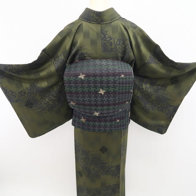【新品・付下げ/袋帯】2点セット 銀花仙 向日葵 着物 正絹 仕付け糸付 tomihisa”シックに華やぐ向日葵の気品”9608