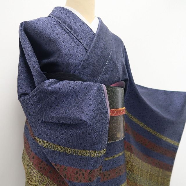 【新品・付下げ】更紗 お召 着物 正絹 仕付け糸付 tomihisa”多彩色で魅せるお洒落自慢の更紗”9615