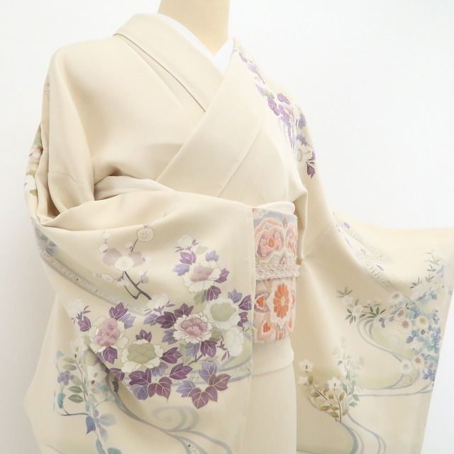 【新品・訪問着】帝王紫 刺繍 着物 正絹 仕付け糸付 tomihisa”優美な花々を彩る気品の帝王紫”9641