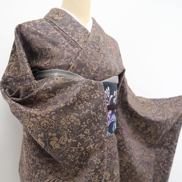【新品・お召】さが美謹製 前田仁仙 落款 草木染 更紗 着物 正絹 トールサイズ tomihisa“人それぞれに栄華は巡る”9645