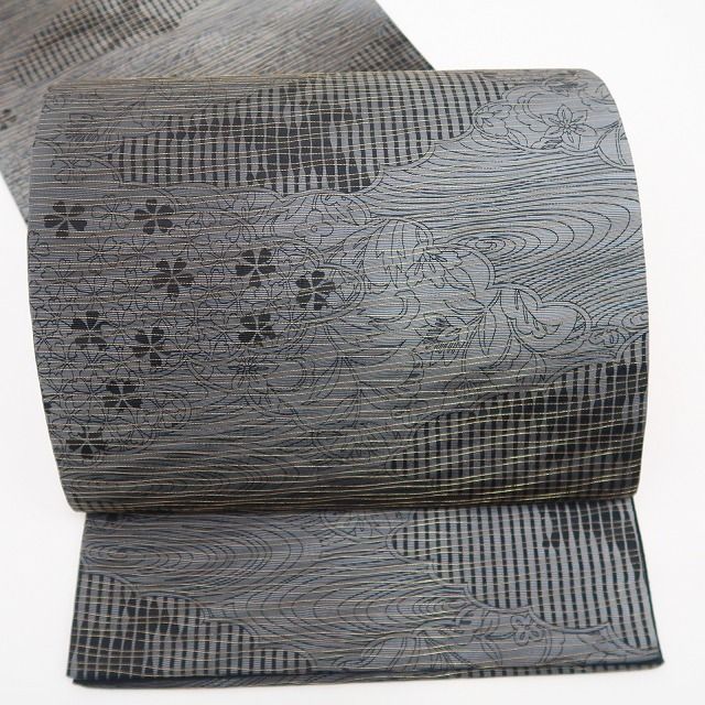 【美品・袋帯】斉藤三才 モノトーン 着物 正絹 全通 tomihisa“いま証される異才の真実”9652