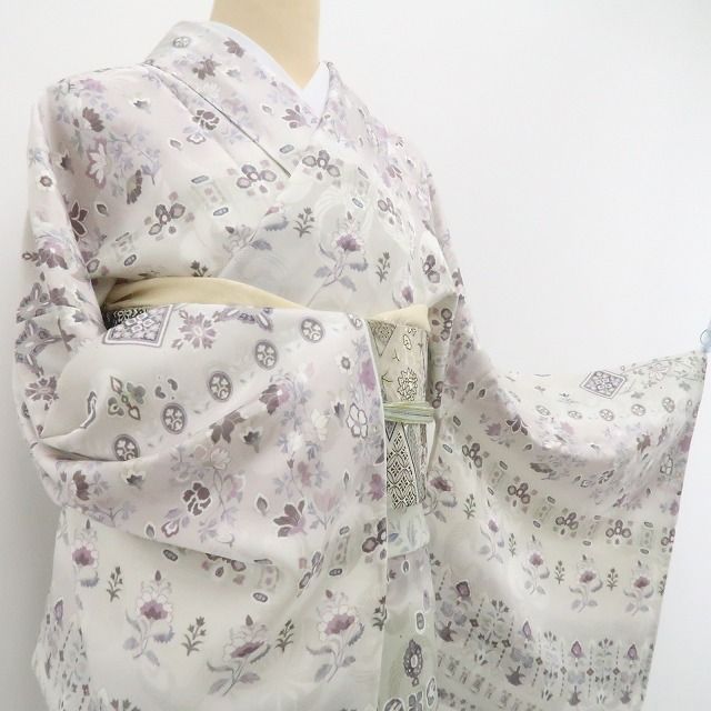 【新品・付下げ訪問着】更紗 花鳥 着物 正絹 仕付け糸付 トールサイズ tomihisa“視線を釘付け!更紗で叶う大人の魅力”9735