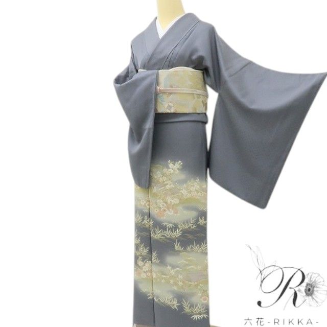 六花-RIKKA- 正絹 金駒刺繡 トールサイズ しっとりしながら目を奪う、日本の美! 色留袖 着物 A5996