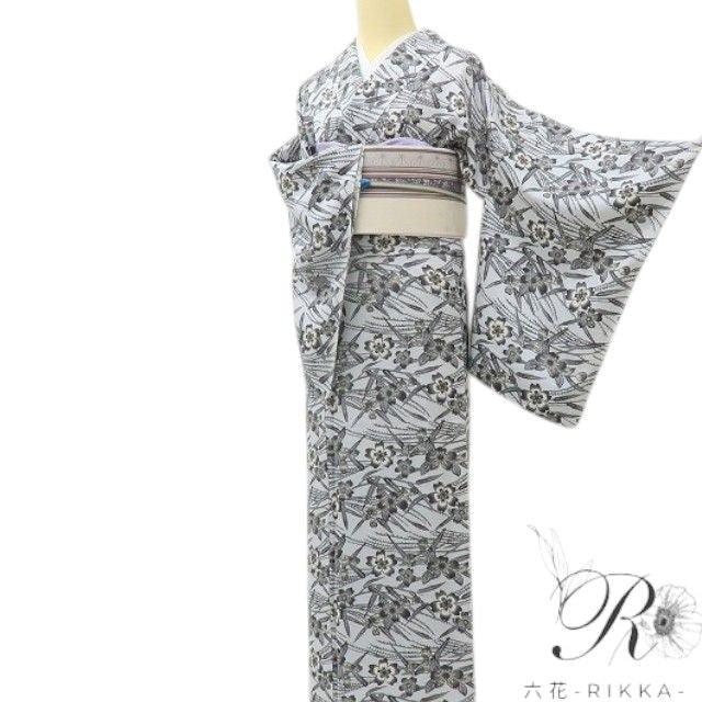 六花-RIKKA- 新品 正絹 単衣 高島屋謹製 今っぽい和美人を咲かせる、桜川♪ 仕付け糸付 トールサイズ 小紋 着物 A6051