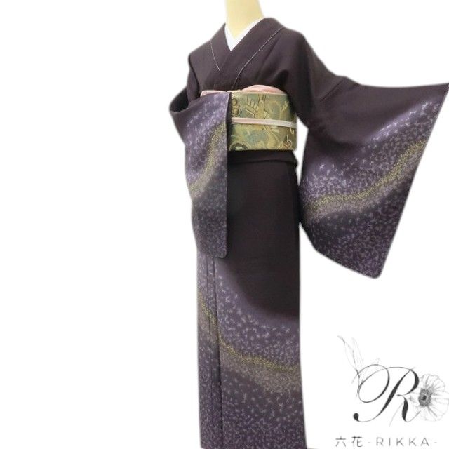 六花-RIKKA- 新品 正絹 やまとゴールドラベル 刺繍 纏う、きらめく星空のドラマ! トール・ワイドサイズ 仕付け糸付 訪問着 着物 A6070
