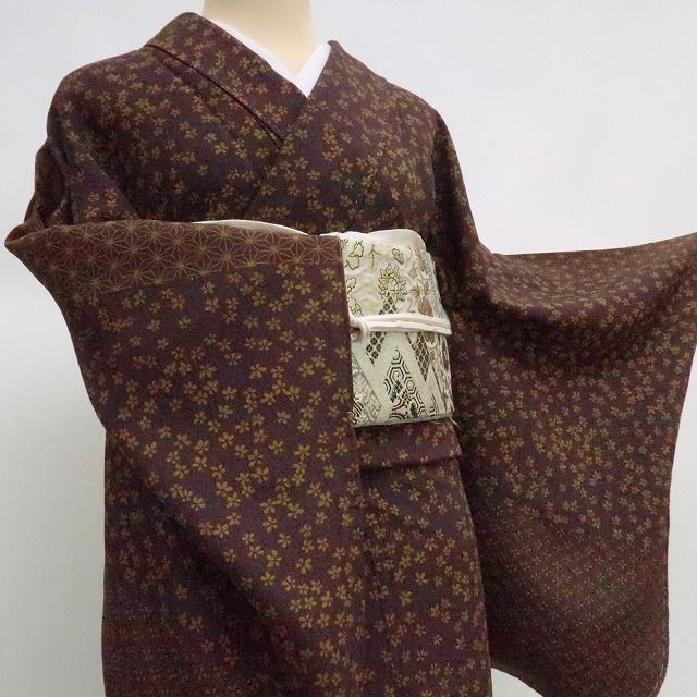 まめ藤 m2167*美品 正絹 麻の葉 手縫い仕立て 訪問着