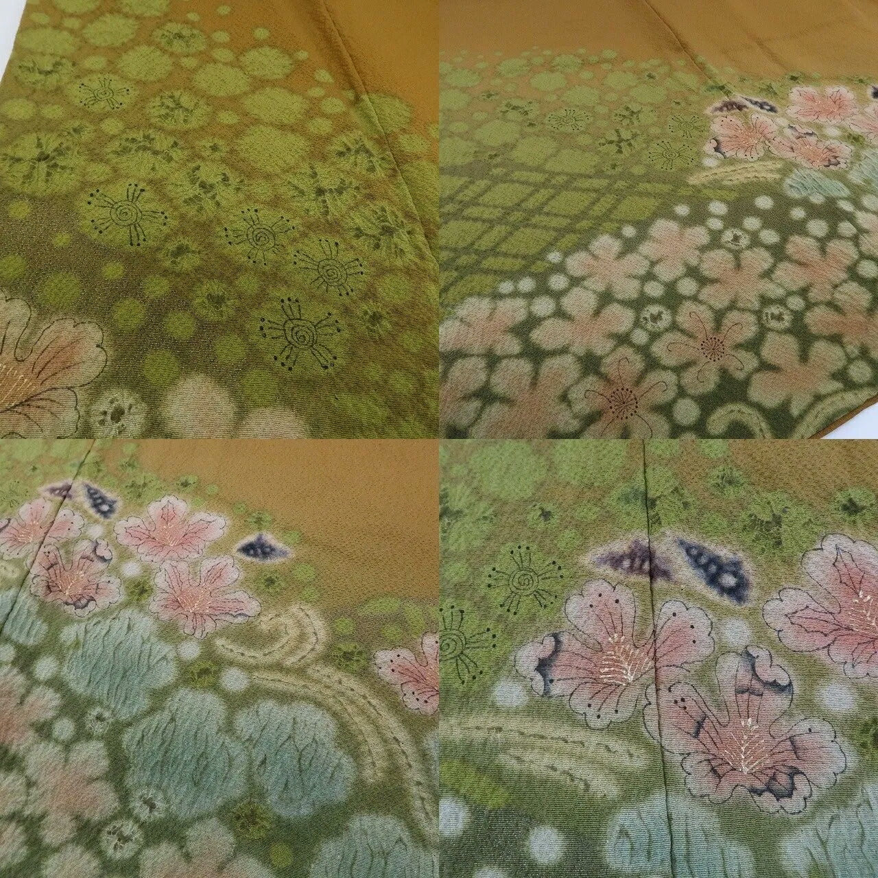 【中古】まめ藤 m594 美品 正絹 作家物落款 染一つ紋 絞り 手縫い仕立て 訪問着