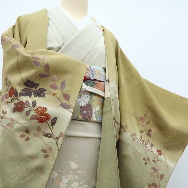 【中古】百華 Y4198 羽織紐付 手縫い仕立て 正絹 羽織