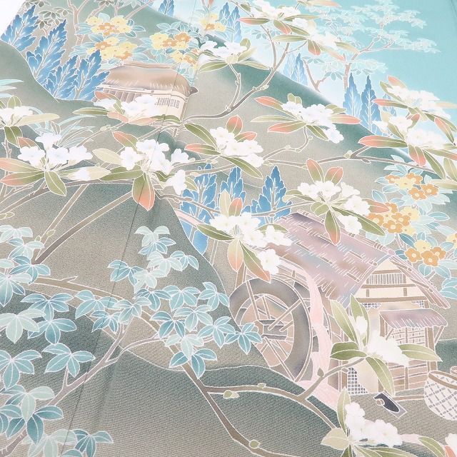 【中古】百華 Y4543 作家物落款 朗 正絹 訪問着 着物 単品