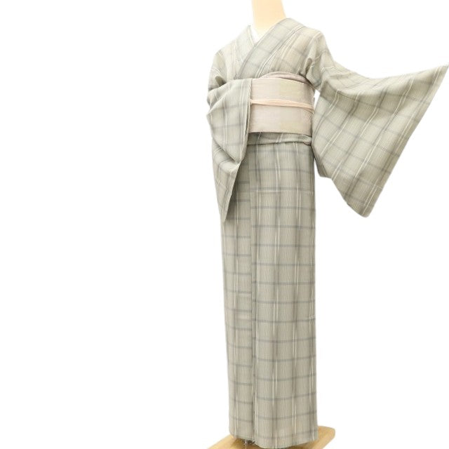 百華 Y5489 新品 仕付け糸付 夏着物 明石ちぢみ 正絹 手縫い仕立て 紗紬