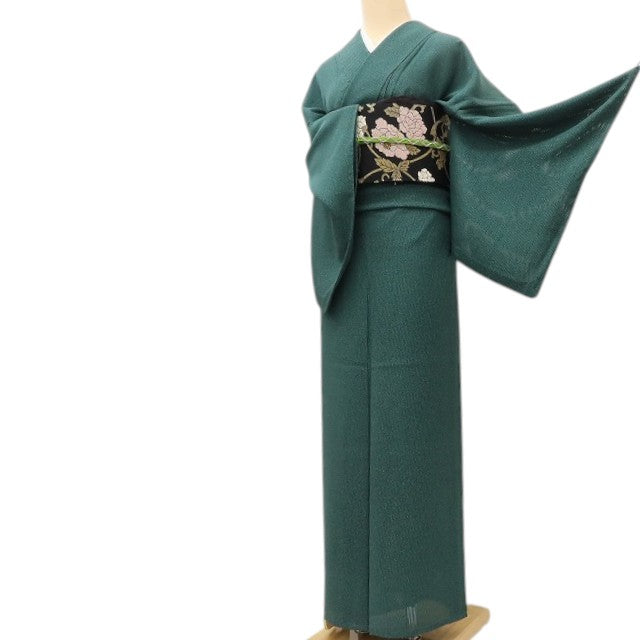 百華 Y5529 美品 夏着物 作家物落款 両面染 縦絽 正絹 手縫い仕立て 小紋