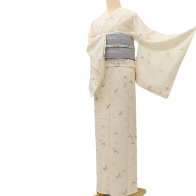 百華 Y5532 美品未着用 仕付け糸付 夏着物 蝶 絽 正絹 居敷当て付 手縫い仕立て 小紋