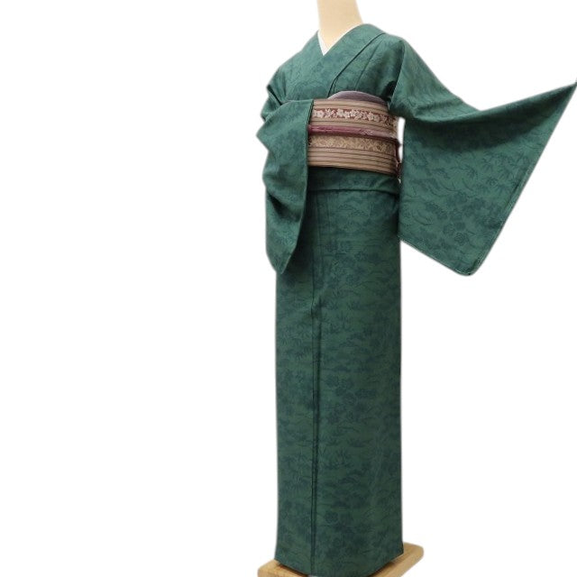 百華Y5563 新品 仕付け糸付 着物 ワイドサイズ 単衣 正絹 松竹梅 紅葉 手縫い仕立て 小紋