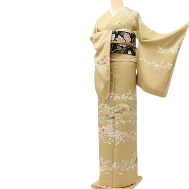 百華Y5652 美品 吉祥文様 一つ紋 金駒刺繍 着物 正絹 手縫い仕立て 訪問着