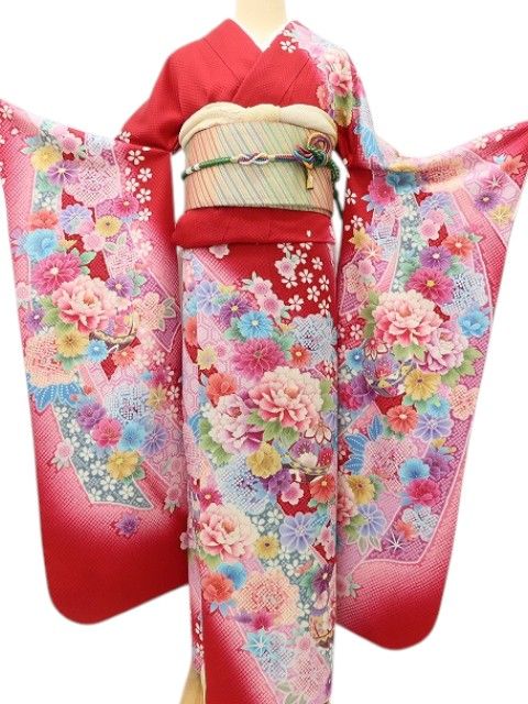 百華Y5672 美品 希少トールサイズ 着物 正絹 成人式 振袖