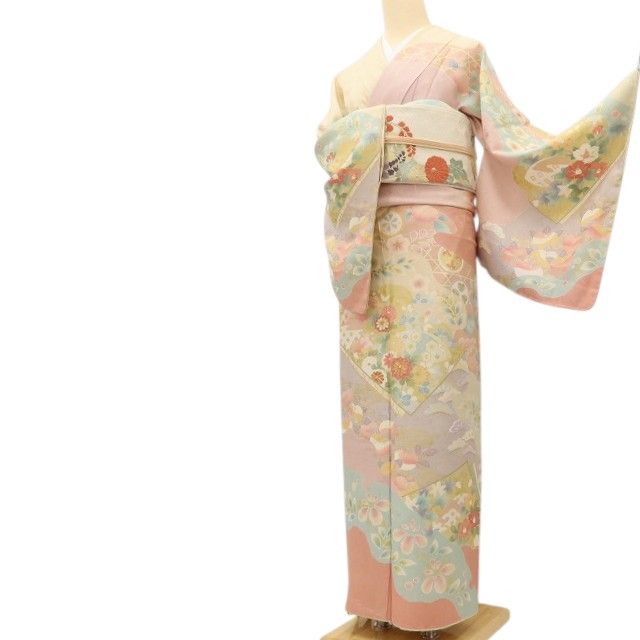 百華Y5686 新品 仕付け糸付 金駒刺繍 着物 正絹 手縫い仕立て 訪問着