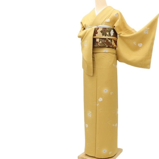 百華Y5785 新品 仕付け糸付 辻が花 一つ紋 着物 正絹 手縫い仕立て 小紋