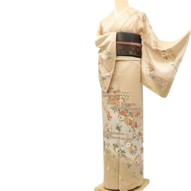 百華Y5828 新品 仕付け糸付 一つ紋 雪輪 着物 正絹 手縫い仕立て 訪問着