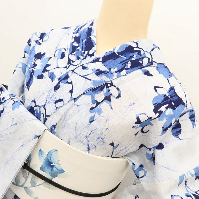 百華Y5420◆美品 洗える夏着物 綿 居敷当て付 手縫い仕立て 浴衣