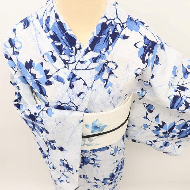 百華Y5420◆美品 洗える夏着物 綿 居敷当て付 手縫い仕立て 浴衣