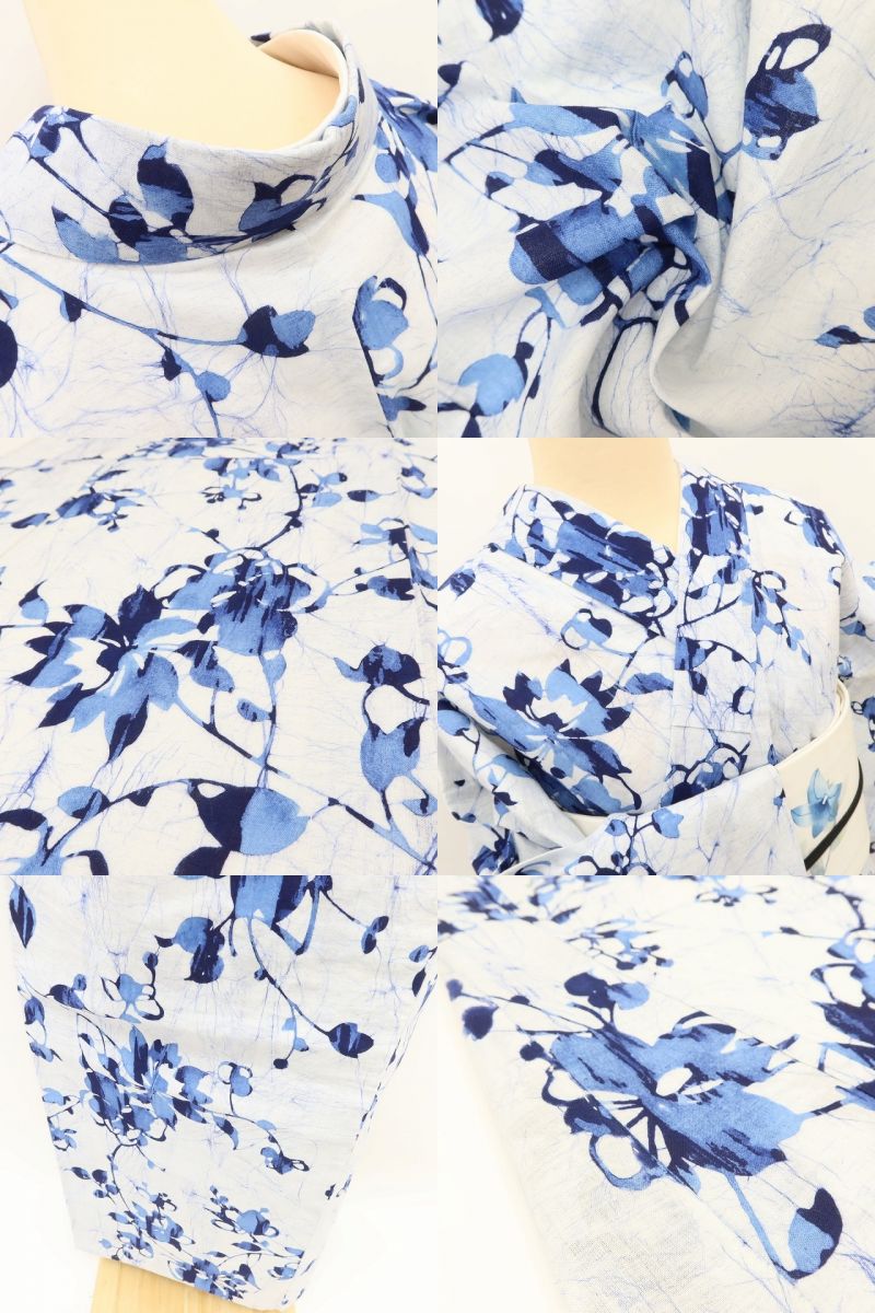 百華Y5420◆美品 洗える夏着物 綿 居敷当て付 手縫い仕立て 浴衣