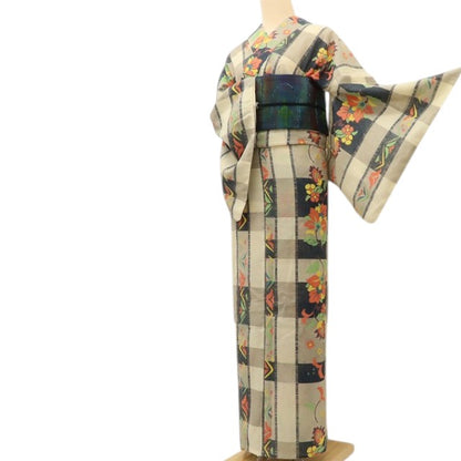 百華Y5422 美品 更紗 洗える夏着物 綿 浴衣