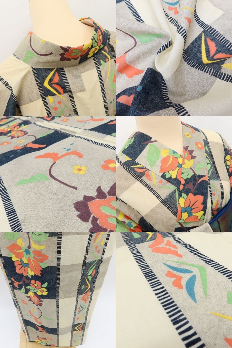 百華Y5422 美品 更紗 洗える夏着物 綿 浴衣