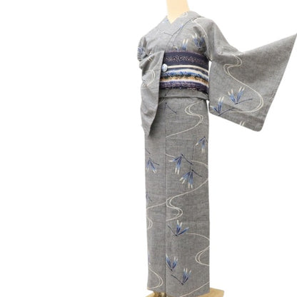 百華 Y5430 洗える夏着物 勝ち虫 トンボ 綿 肩当付 居敷当て付 手縫い仕立て 浴衣