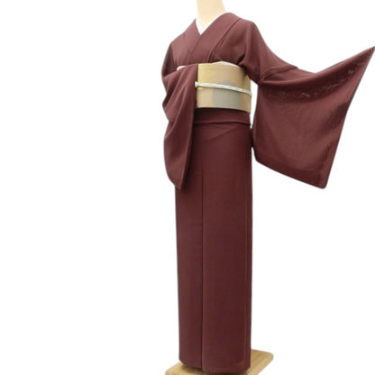 百華 Y5440 美品 夏着物 浜ちりめん 堅牢染 草木三度引染 トールサイズ 紗 正絹 居敷当て付 色無地