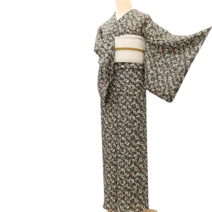 百華 Y5450 美品 夏着物 古典小紋紅型 絽 正絹 手縫い仕立て 小紋