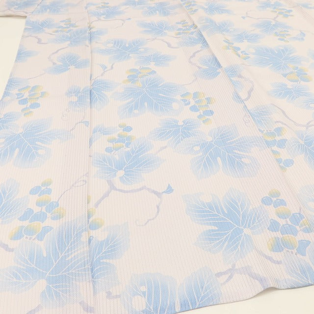 百華 Y5464 新品 仕付け糸付 Sサイズ 葡萄 縦絽 正絹 居敷当て付 手縫い仕立て 小紋