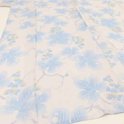 百華 Y5464 新品 仕付け糸付 Sサイズ 葡萄 縦絽 正絹 居敷当て付 手縫い仕立て 小紋