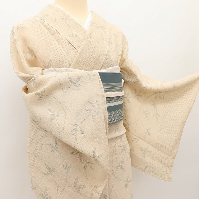 百華 Y5465 美品 夏着物 トールサイズ 正絹 手縫い仕立て 塩沢お召